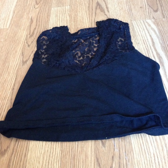 black lace crop top