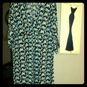 Mossimo Stretch Dress in Turquoise and Browns