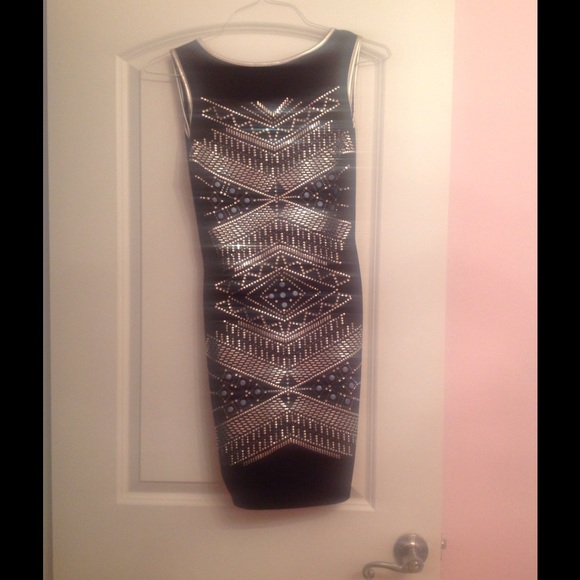 BlAck rhinestone mini dress - Picture 1 of 4