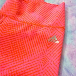NEON PINK & ORANGE ADIDAS CAPRIS