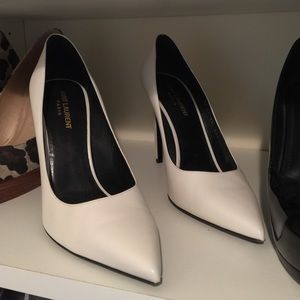 YSL- Saint Laurent White Pumps