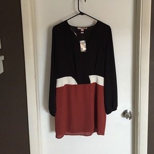 Black/cream/rust dress.  Forever 21 Size: M