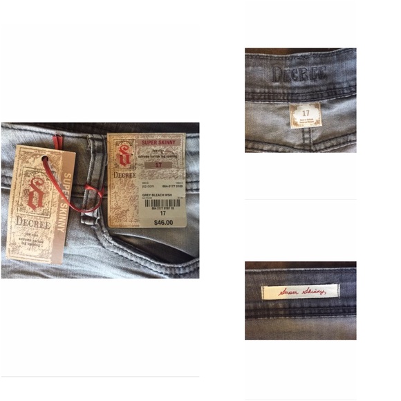 Decree Juniors Plus Size 17 Distress Denim Jeans - Picture 3 of 4