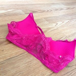 pink push up bralette w lace trimming
