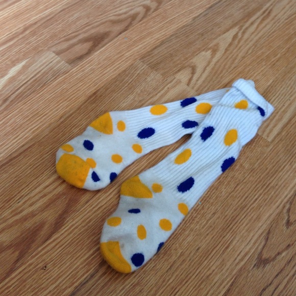 blue & yellow polkadot high socks
