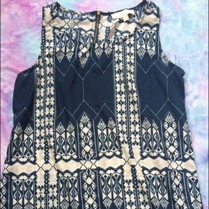 NAVY & CREAM PATTERNED TANK