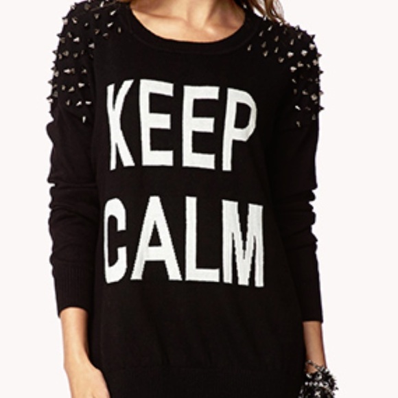 Forever 21 Sweaters - Spiked "keep calm" sweater