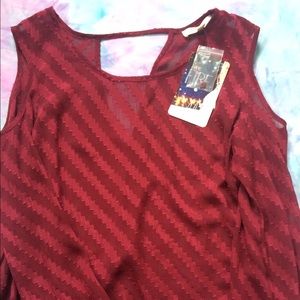 SHEER MAROON SHOULDER CUT-OUT BLOUSE