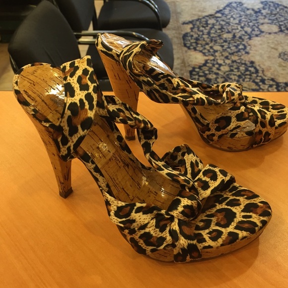JLo leopard sandal heels