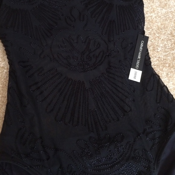 Black, lace, whole pice bathing suit - Picture 2 of 3