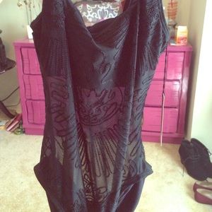 Black, lace, whole pice bathing suit