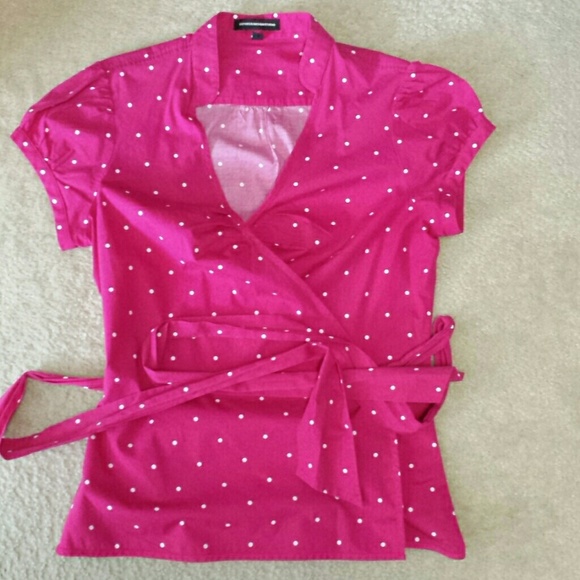 Pink polka dot blouse