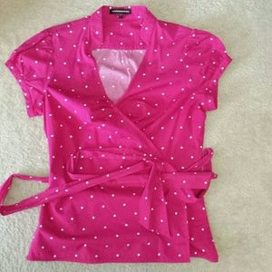 Pink polka dot blouse