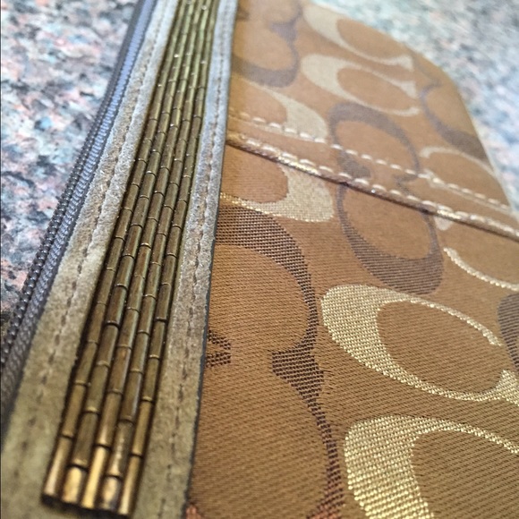 Coach Gold/Brown wristlet - Picture 2 of 4