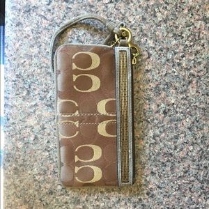 Coach Gold/Brown wristlet