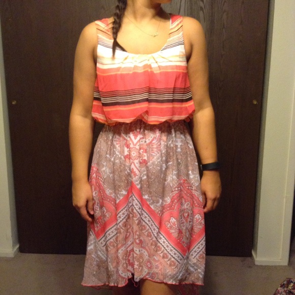 Hi-lo Pink Dress (Stripes & Pattern)
