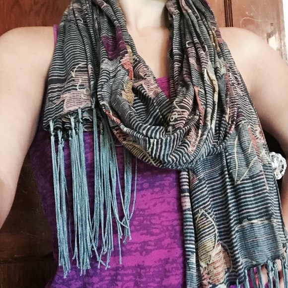 Dark Teal Scarf with Gold Accents