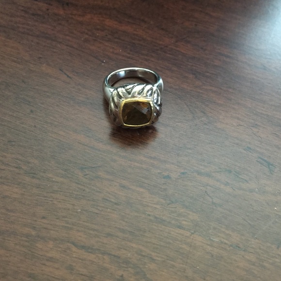 Sterling/22kt Gold Yellow Citrine Ring - Size 7