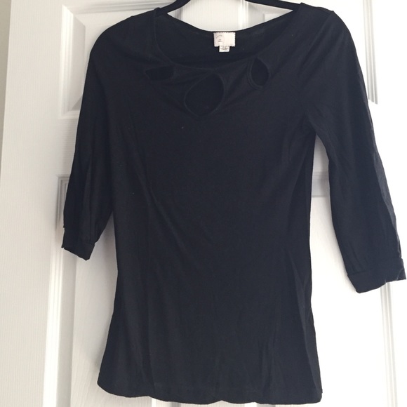Anthropologie triple neck cut-out shirt