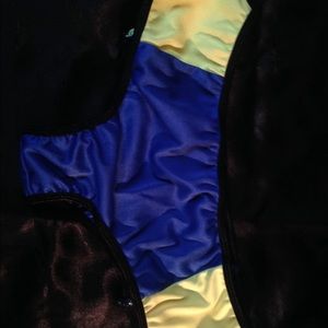 fluorescent blue and yellow bottoms