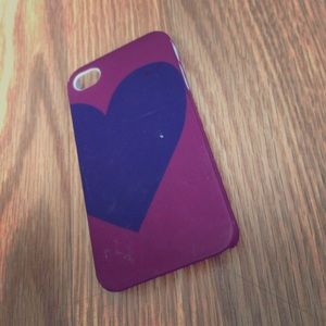 Maroon & navy heart I phone 4 case