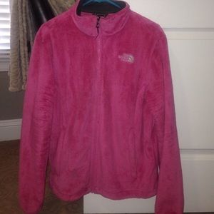 North face pink fur coat