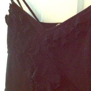 Free People Black Flowy Ruffle Tank