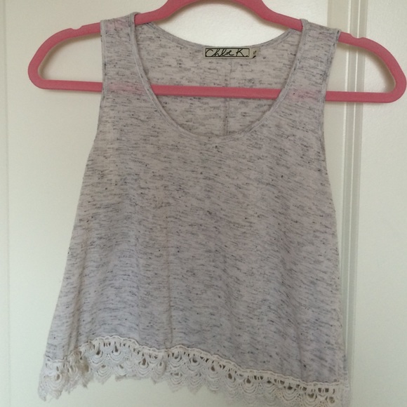 Chloe K Tops - Grey crop flow tank top