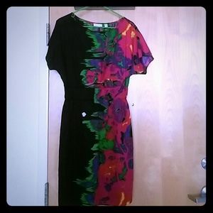 Black floral mixed dress.