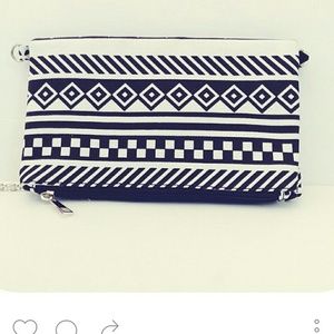 NEW Black & White canvas foldover bag