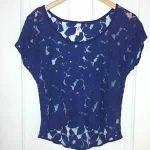 Blue Lace Boxy Tee