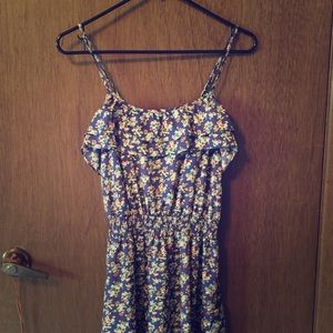 Blue floral spaghetti strap dress