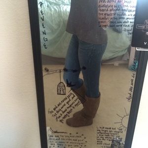 Brown pleather fall boots