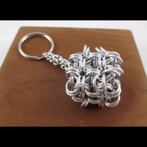 Handbag Charm Keychain Handmade Chainmaille Cube