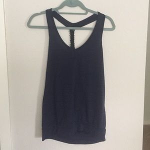 Navy beaded T Back tank