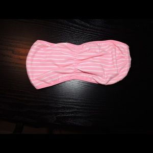 pink stripes and solid orange reversible bandeau