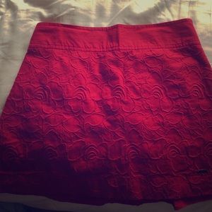 Red hollister flower mini skirt worn once