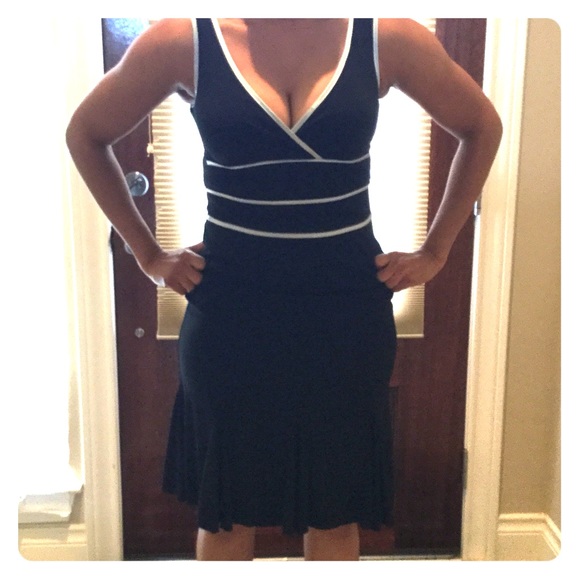 Black & blue trim dress - Picture 1 of 3