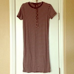 FOREVER 21 black/tan striped T-Shirt dress