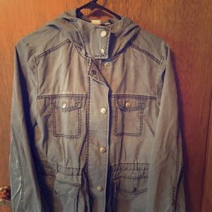 Blue cinch back hooded Parka