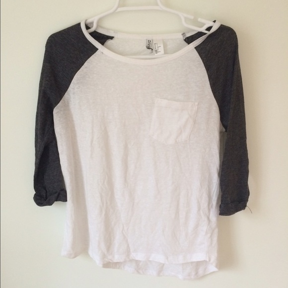 White and Grey Baseball Tee