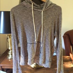 Navy and White Striped Hoodie