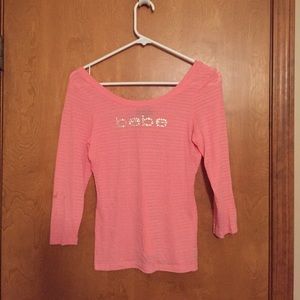 Small Pink Bebe Shirt with Rhinestones