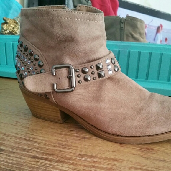 Tan studded ankle boots