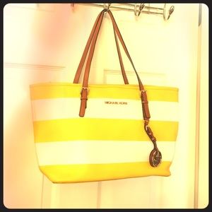 Authentic Michael Kors White and Yellow Purse
