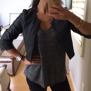 Paper crown faux leather crop jacket