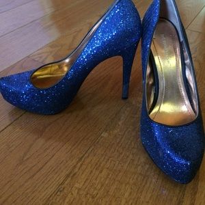 BCBG Blue Sparkly Stilettos