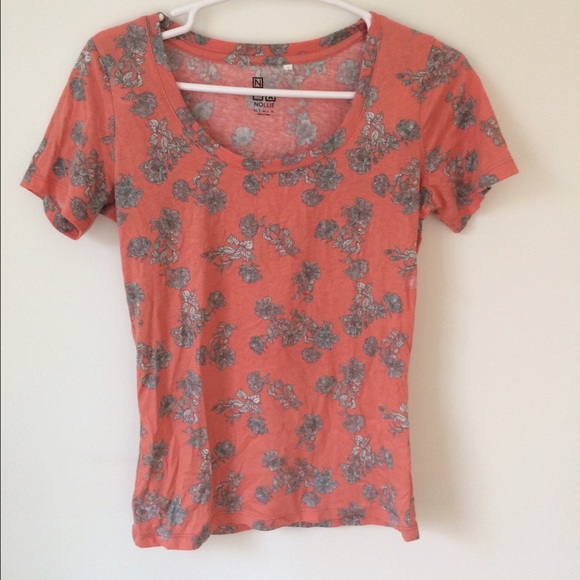 Orange Tshirt With Grey Floral Pattern
