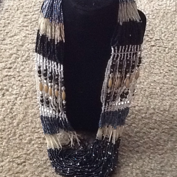 Blue & Black beaded necklace