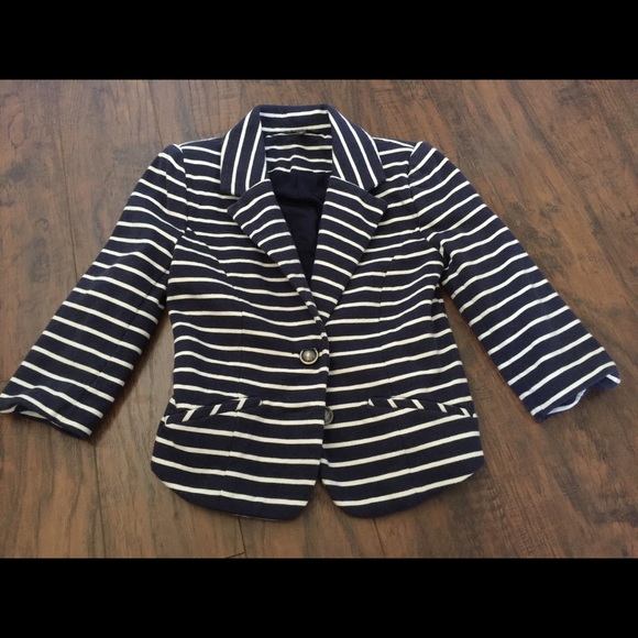 EXPRESS navy and white striped blazer